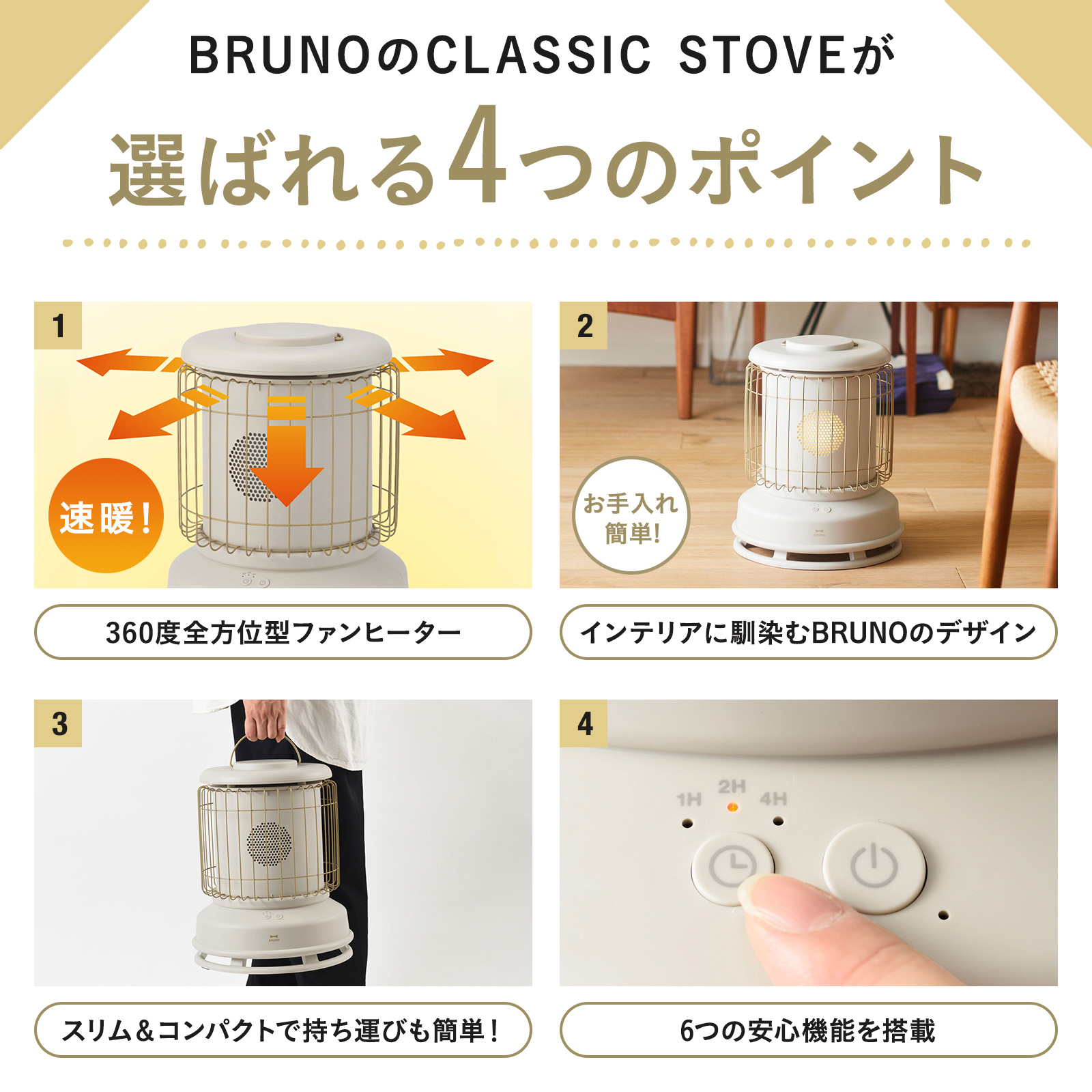 楽天市場】【P10倍】【BRUNO 公式】ファンヒーター 電気ファンヒーター