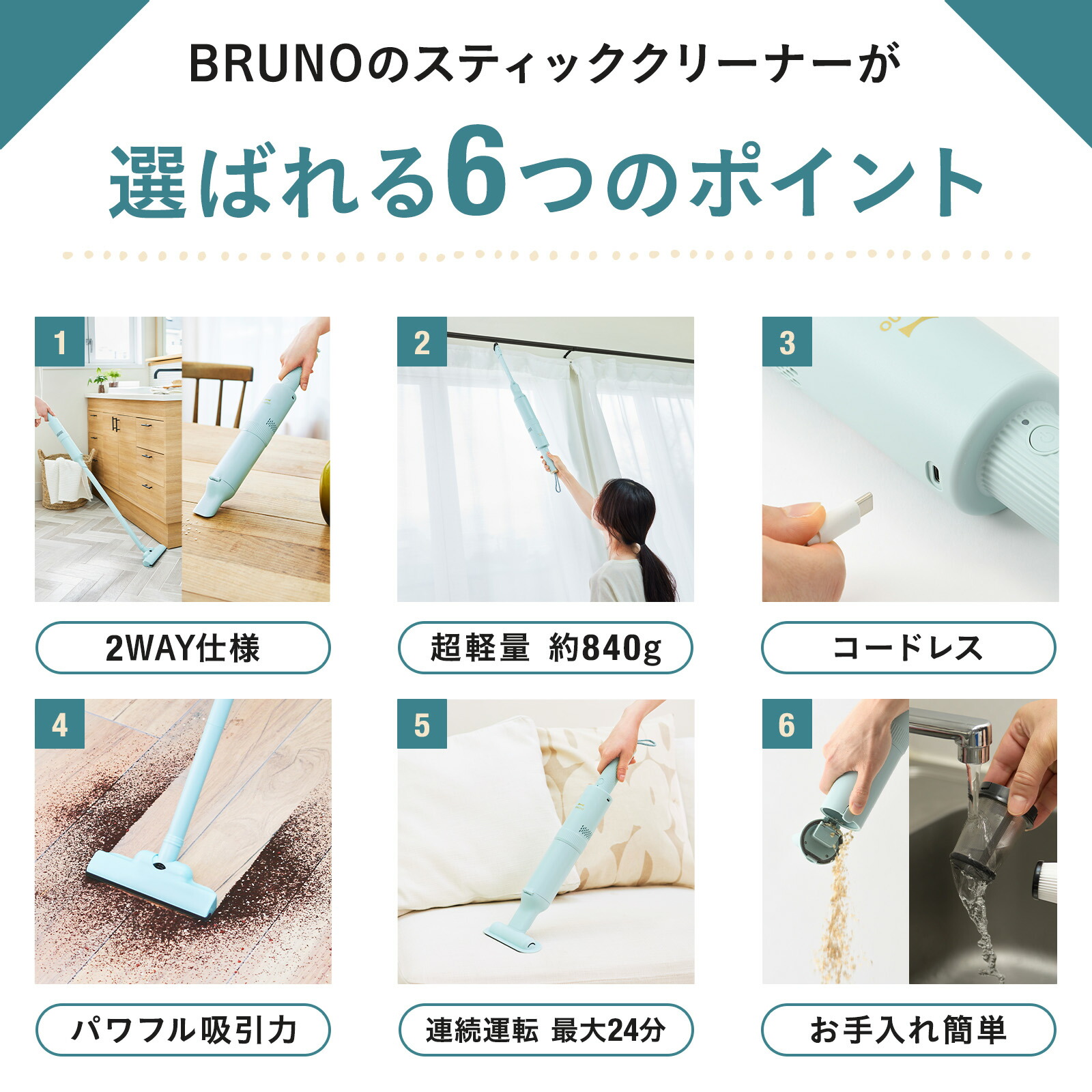 楽天市場】【P10倍】【公式】スリム2WAYスティッククリーナー BRUNO