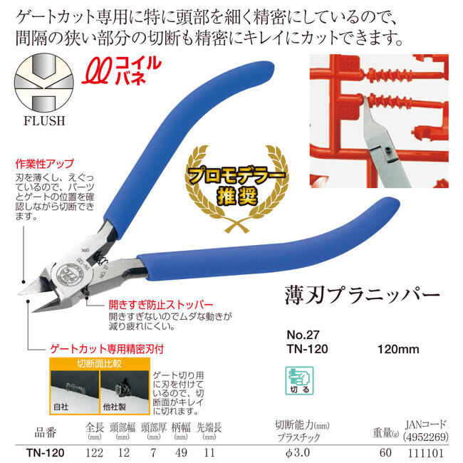 楽天市場】TTC プロモデラー推奨 薄刃プラニッパー 120mm フラッシュ