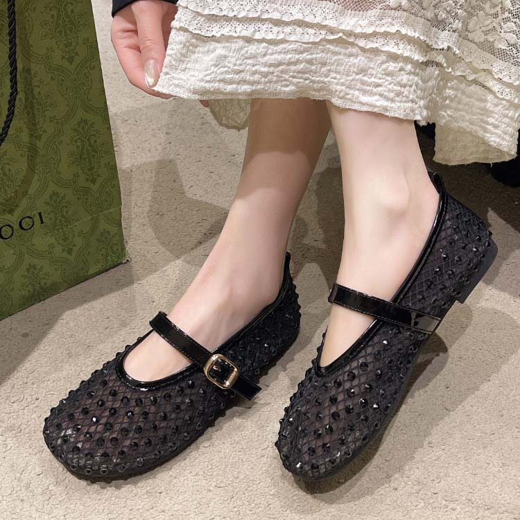 楽天市場】ラインストーン フラットシューズ ストラップ フラット