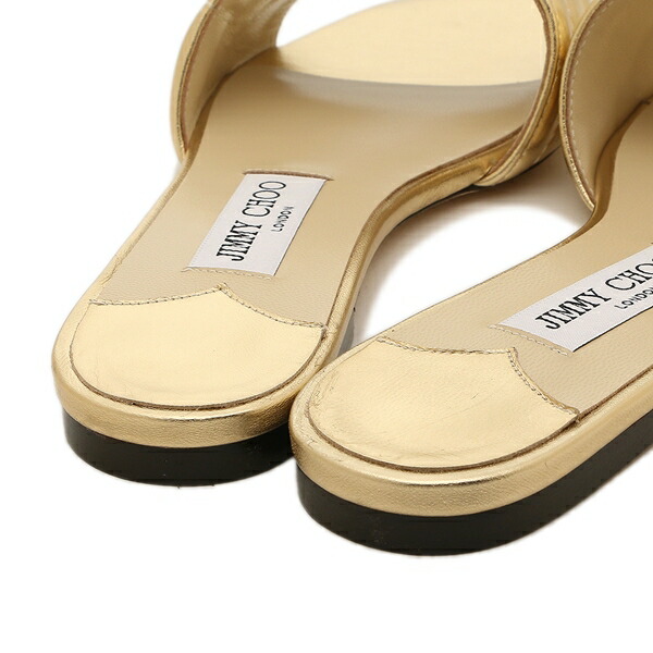 37.5 JIMMY CHOO ジミーチュウ フラット ベージュ ゴールドロゴ 37.5