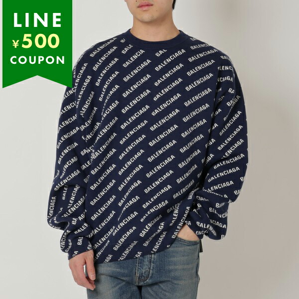 楽天市場】バレンシアガ ニット セーター ネイビー ホワイト メンズ