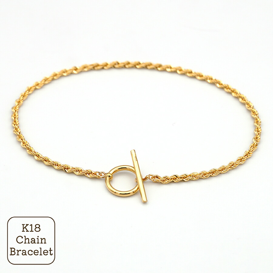 楽天市場】K18 ロープチェーン ブレスレット マンテルタイプ 18cm