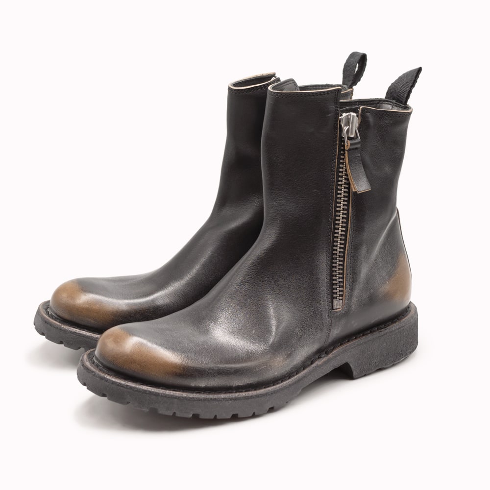 楽天市場】MOMA [モマ]ポリッシュレザーサイドジップショートブーツ4A