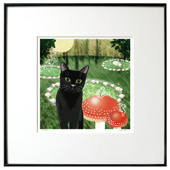 アクリル画 絵画 【黒猫のおなかのなか】額縁なし アクリル画 絵画