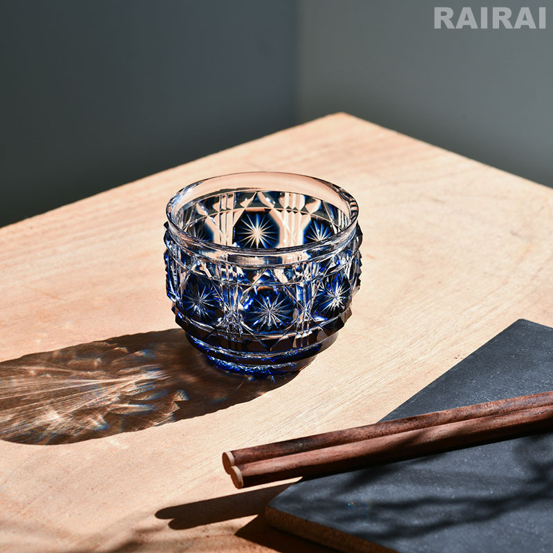楽天市場】薩摩切子 猪口 大 cut18 藍 復元 島津薩摩切子 薩摩ガラス