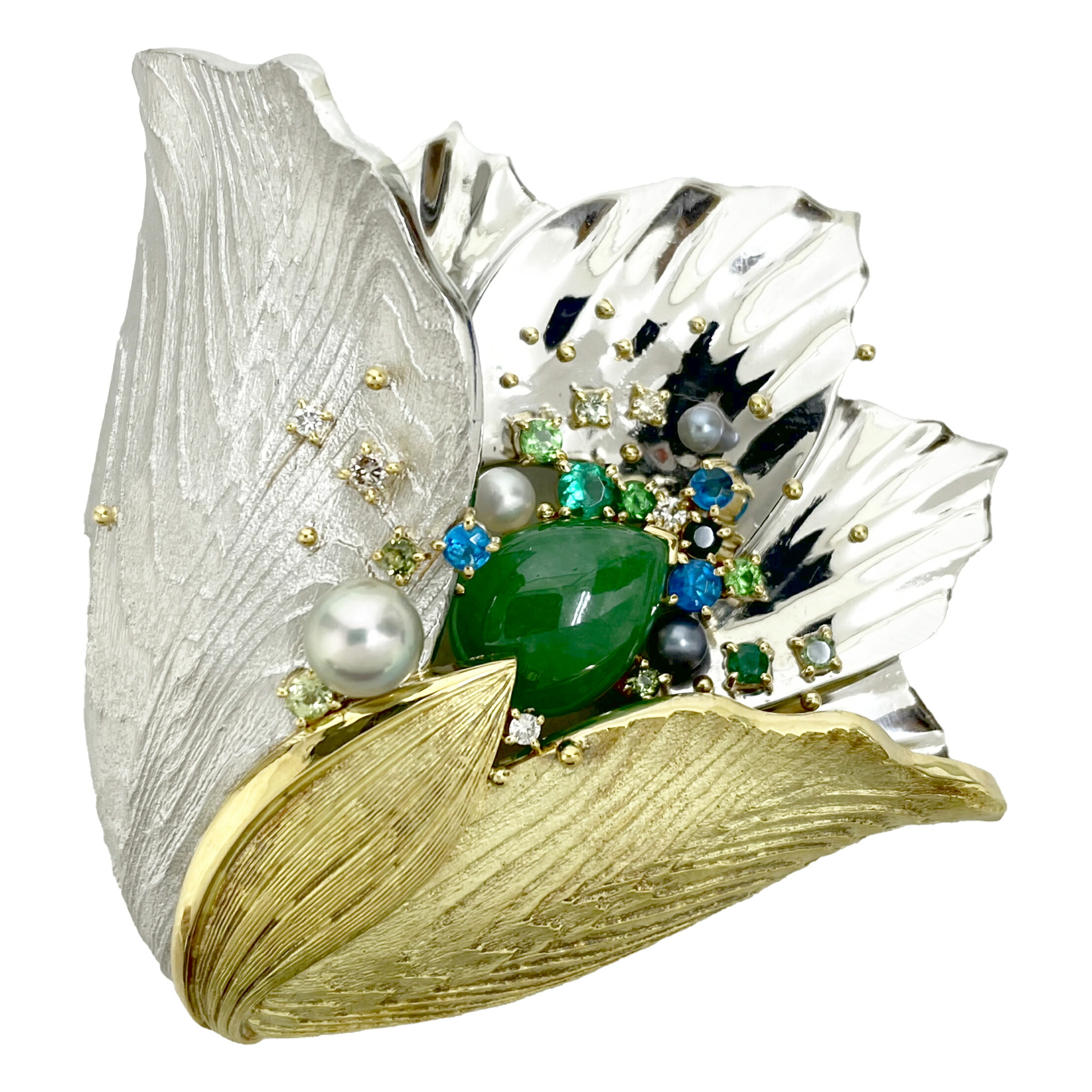 楽天市場】福原佐智 デザインブローチ フラワーモチーフ PT900 K18