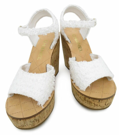 楽天市場】CHANEL ウエッジソール サンダル G38994 ツイード