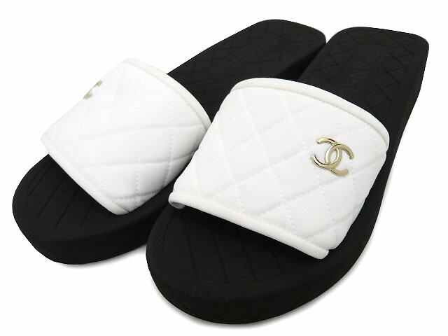楽天市場】CHANEL サンダル ミュール G40144 2023 SS ホワイト ＃37 C