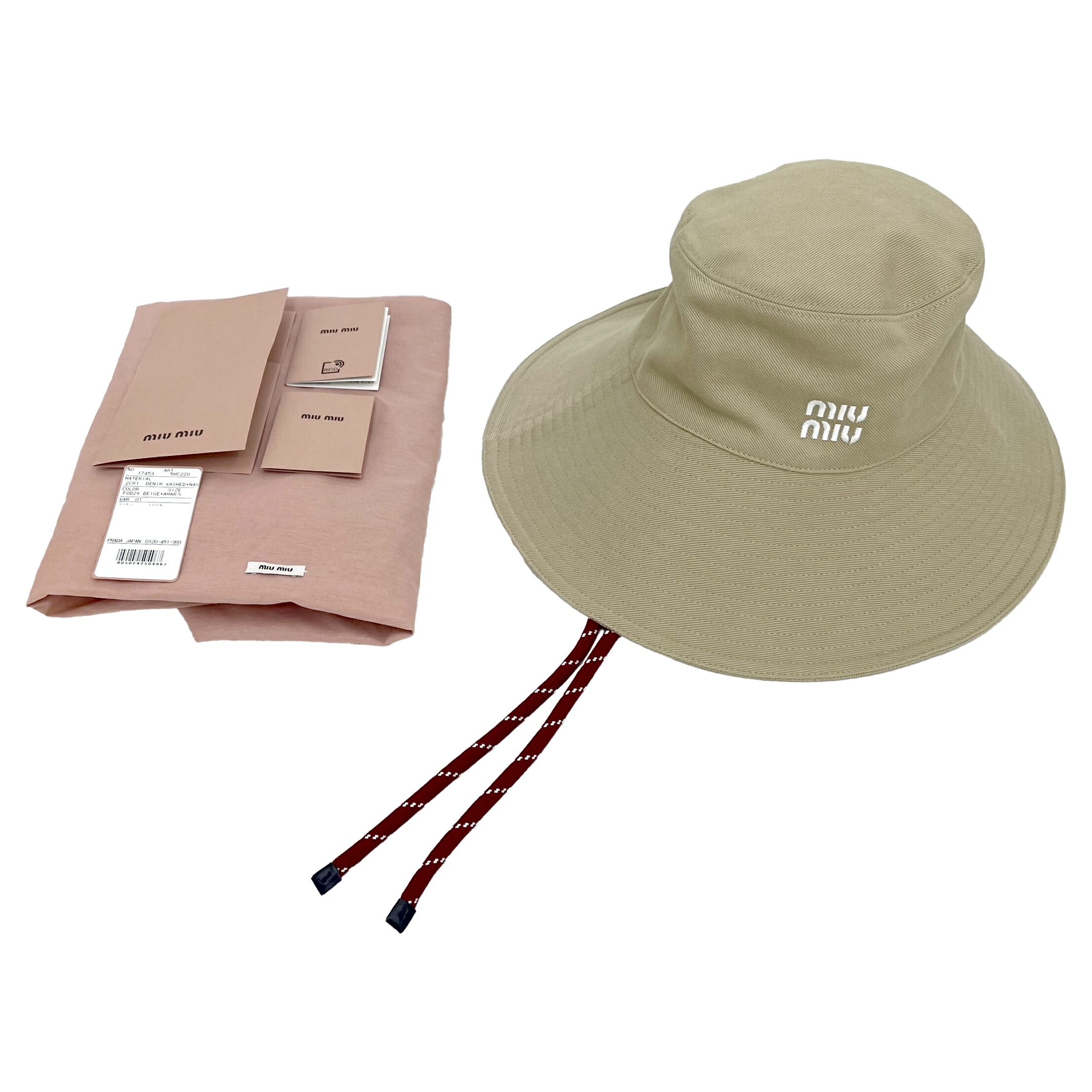 楽天市場】miu miu ミュウミュウ デニムハット 5HC220 ベージュ