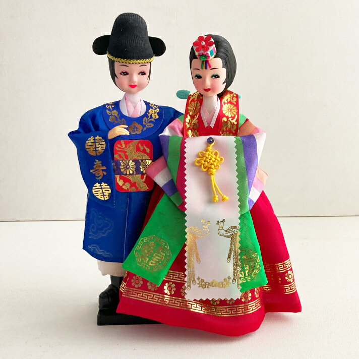 楽天市場】韓国民芸品 韓服人形〈花嫁＆花婿セット〉 伝統婚礼を彩る