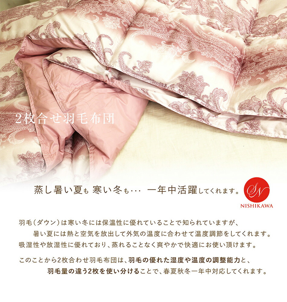 楽天市場】羽毛布団 2枚合わせ 昭和西川 ホワイトダックダウン85