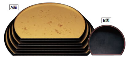 楽天市場】半月両面盆 色紙金箔/黒布目 尺5寸【お盆】【和食盆】【敷膳