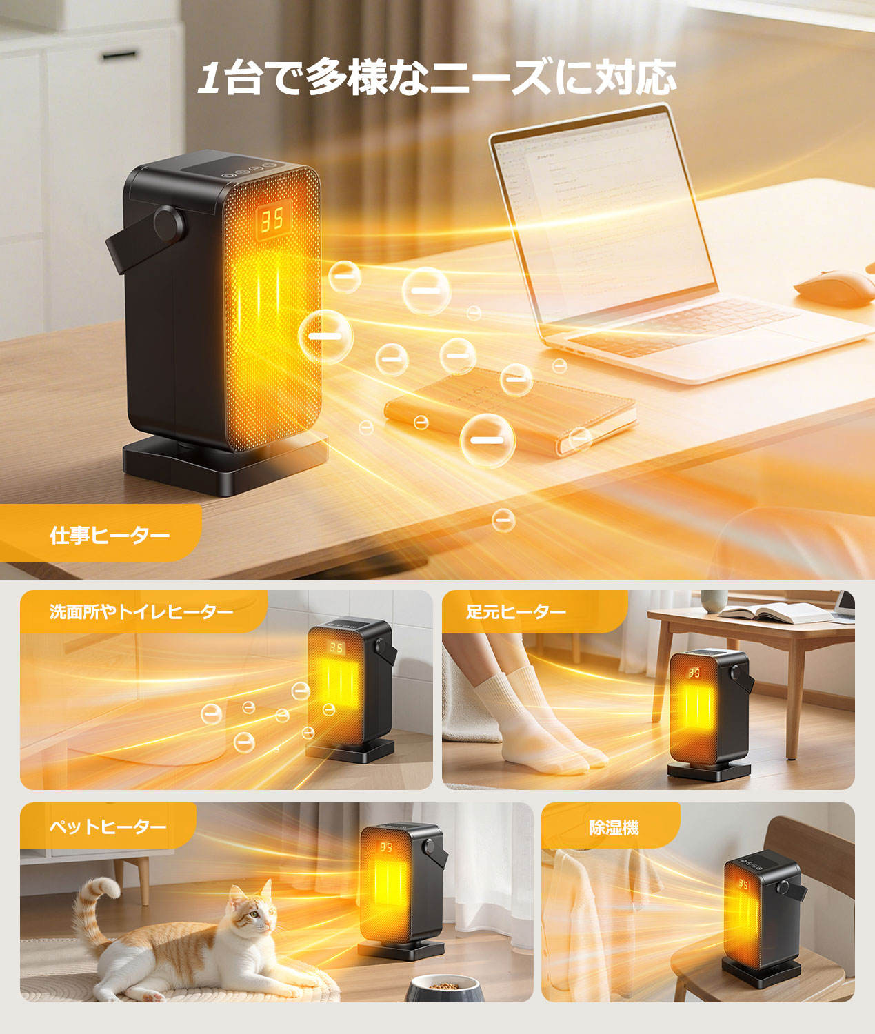 楽天市場】Purivortex セラミックヒーター 小型 【2025冬新型 省エネ