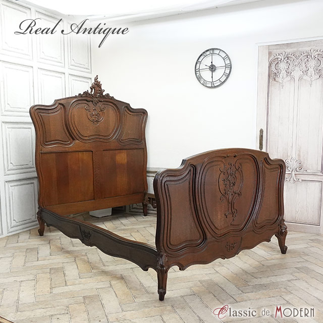 antique-セミダブルベッドフレーム 木製 ヴィンテージ フレンチ レトロ