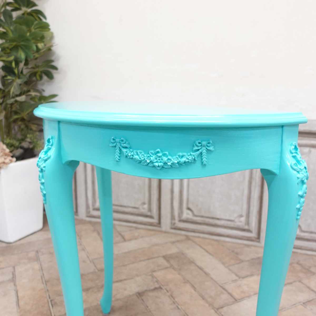 楽天市場】輸入家具 コンソールテーブル ハーフムーン ロココ