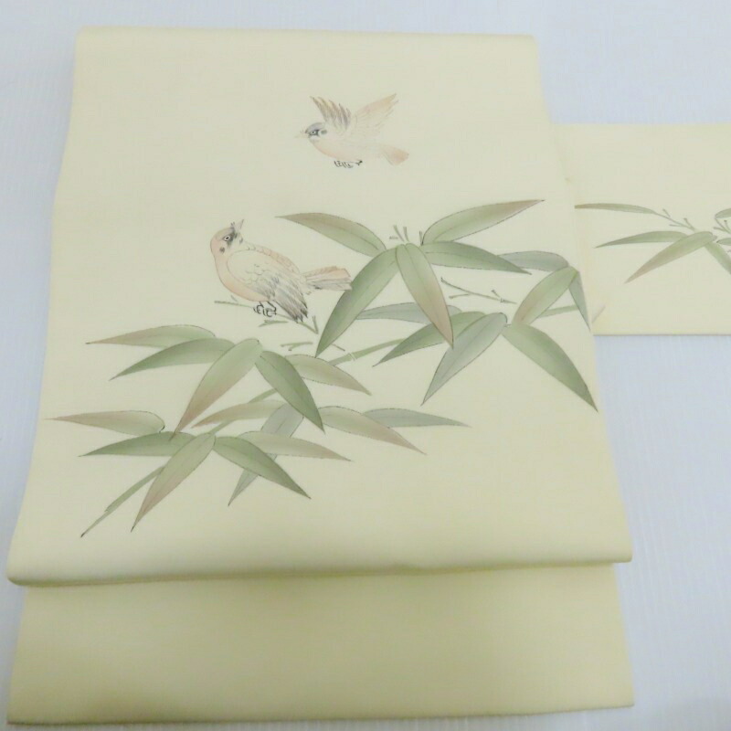 楽天市場】名古屋帯 塩瀬 竹に雀 手描き染 カジュアル 九寸名古屋帯 御