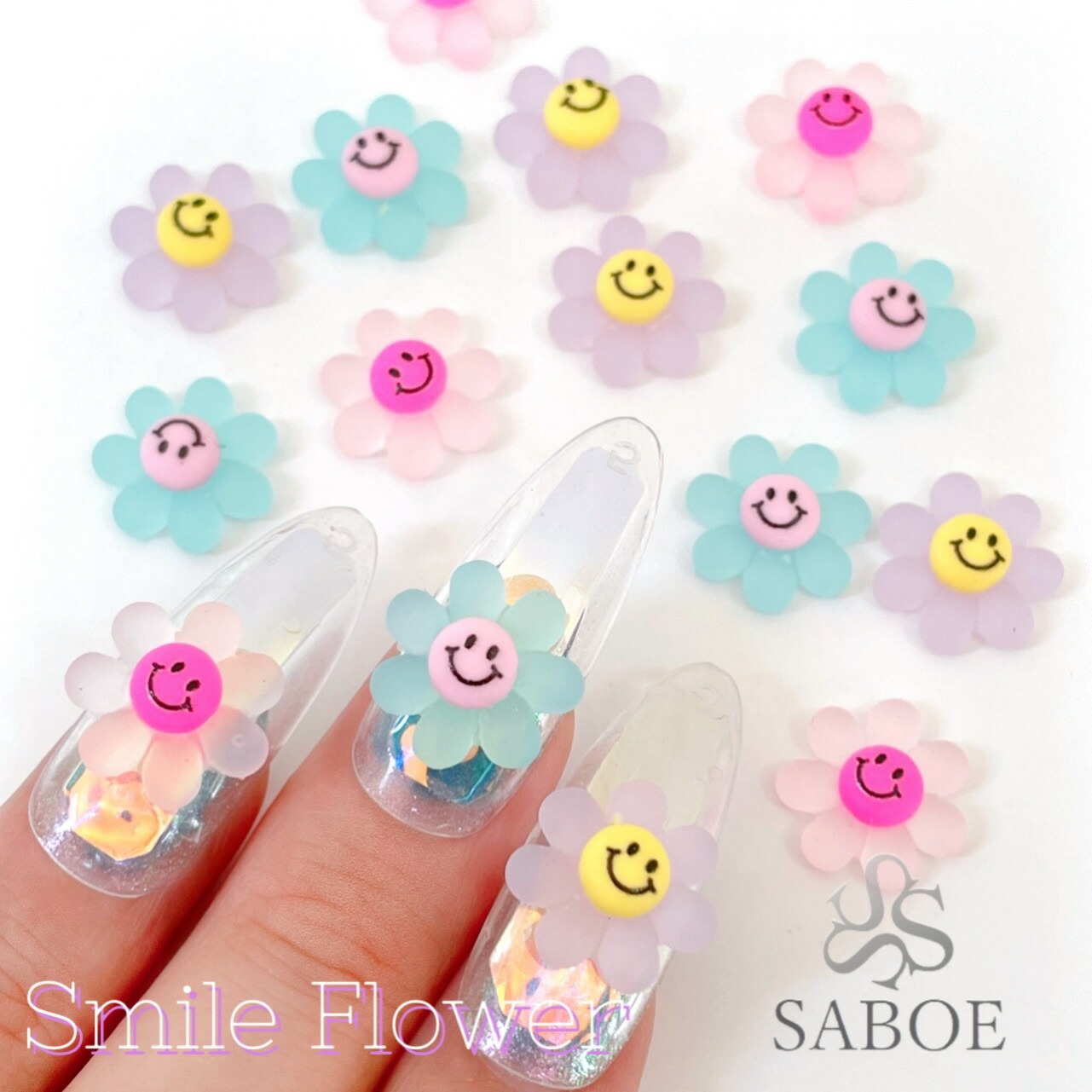 楽天市場】ネイルパーツ【2個セット】ニコちゃん スマイル フラワー