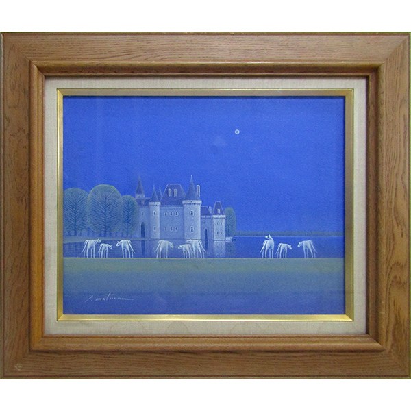 楽天市場】油彩画 松浦敬文 「水辺の城」 F6号 油絵 額入り 風景画