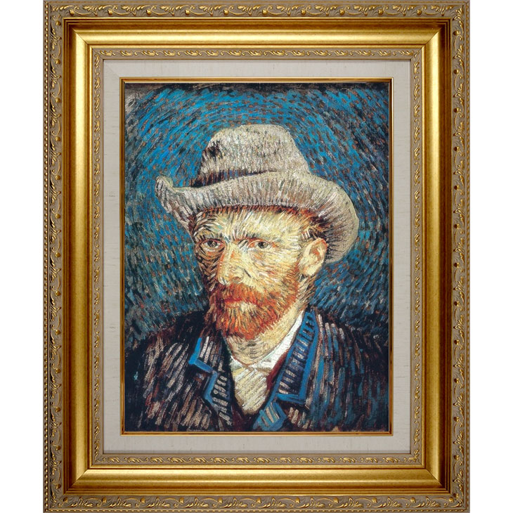 楽天市場】絵画 F6号 ゴッホ 「自画像（灰色のフェルト帽）」 複製画