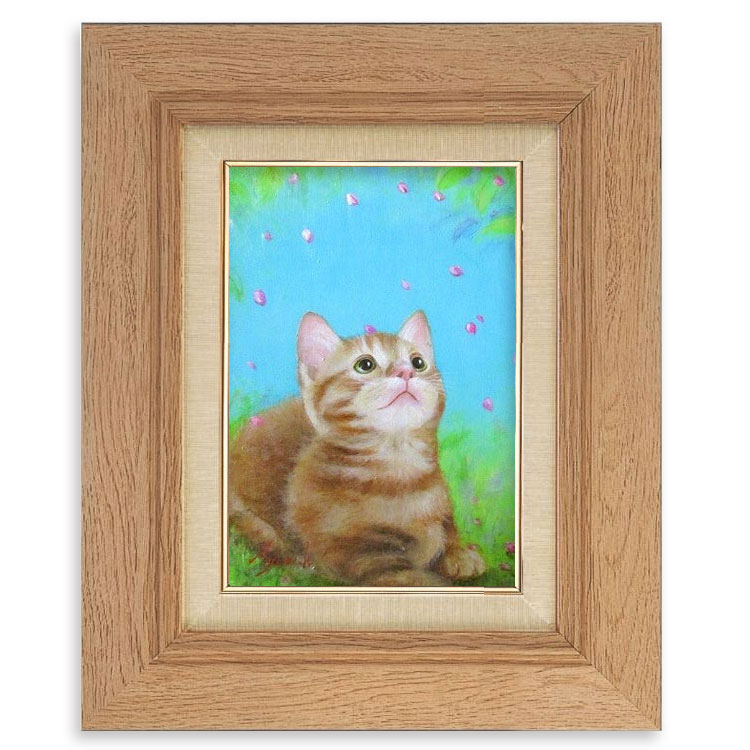 □長岡卓□子猫 おひるね F6号 油彩 油絵 日本画 アート □長岡卓