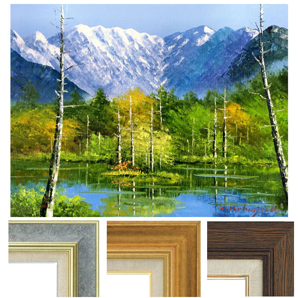 油絵 絵 絵画インテリア 額付(青緑＋金色の枠) F6-080114 人物 女性