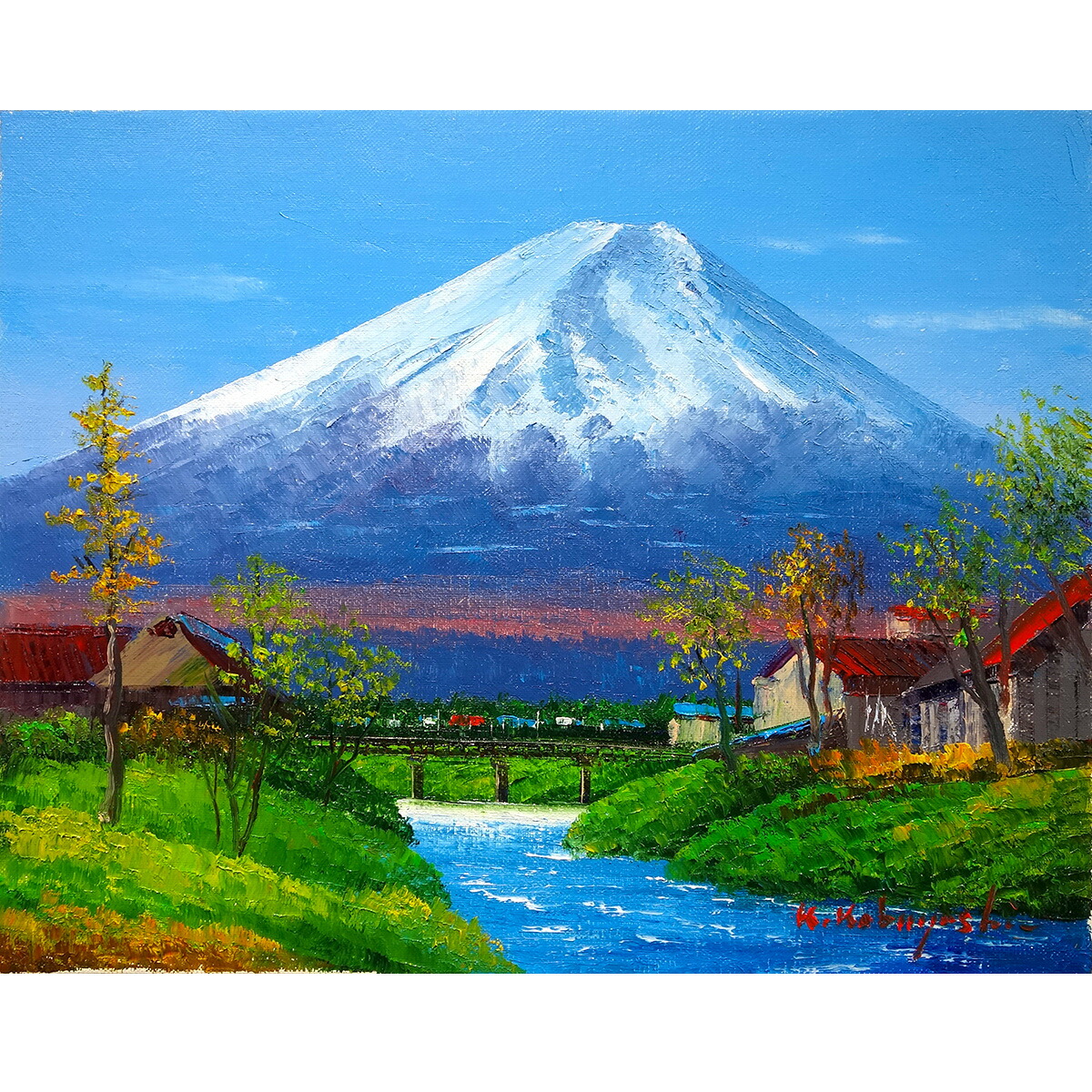 F10 肉筆水彩 日本画 『菊の花』 高級木製額縁付属 外寸約713×638mm