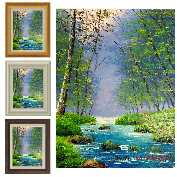 楽天市場】油彩画 小林幸三 「奥入瀬（タテ）」 F6号 額入り 油絵 風景