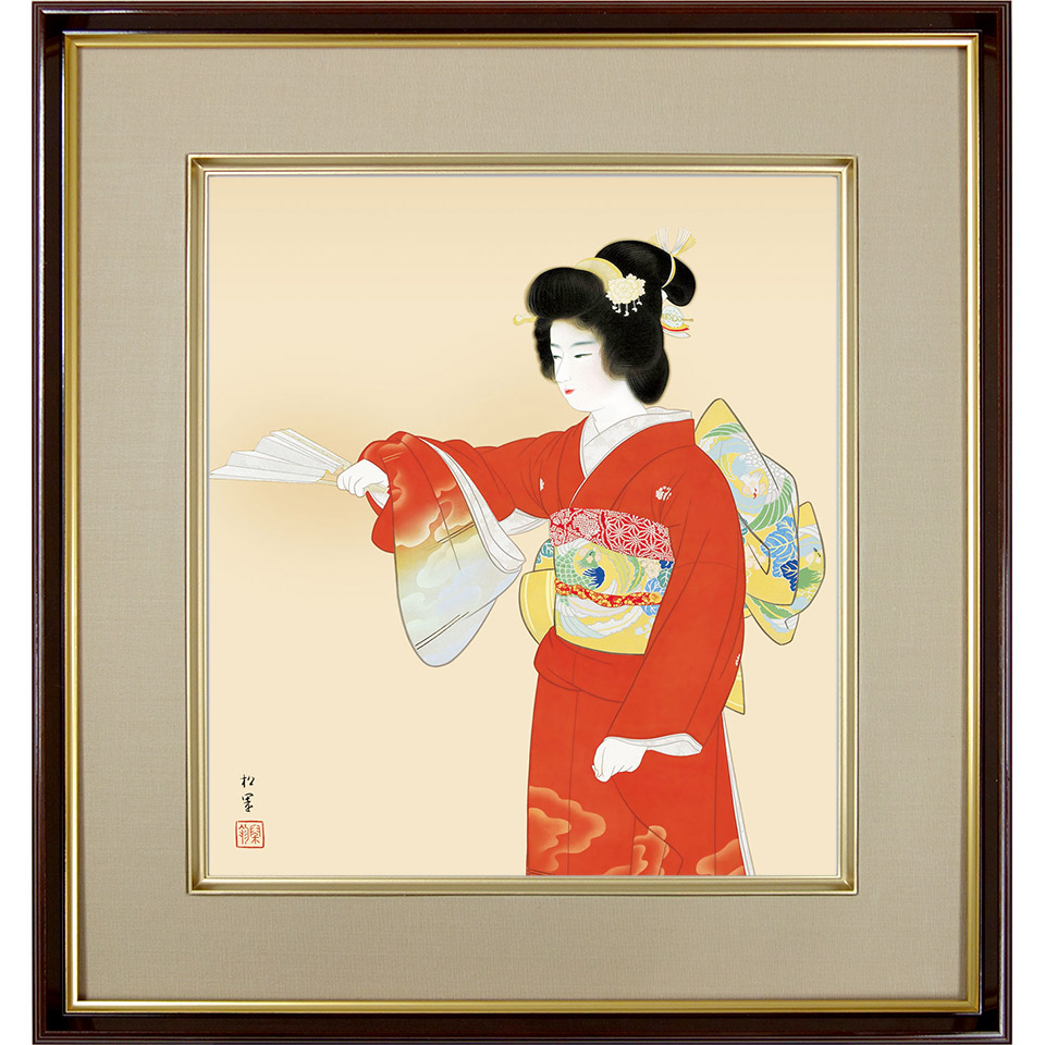 楽天市場】上村松園「序の舞」複製画 額入り 色紙額 特殊工芸画 人物