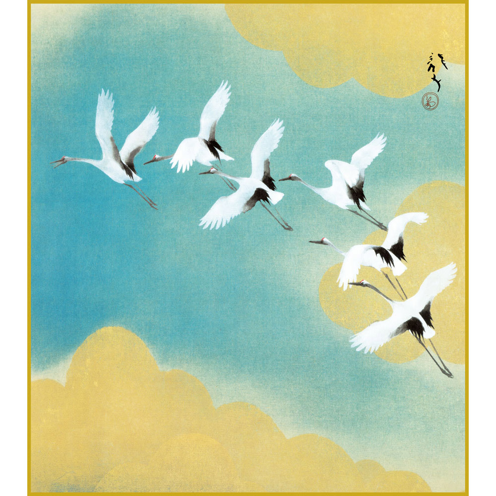 楽天市場】川端龍子「虹の如く」複製画 額入り 色紙額 特殊工芸画 飛ぶ