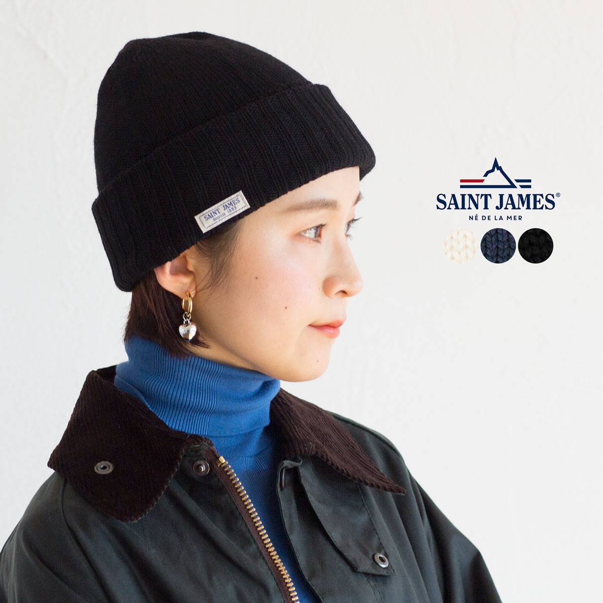 ccロゴ ブラック ニット帽 編み込みデザイン 新品 SINSS ニット帽