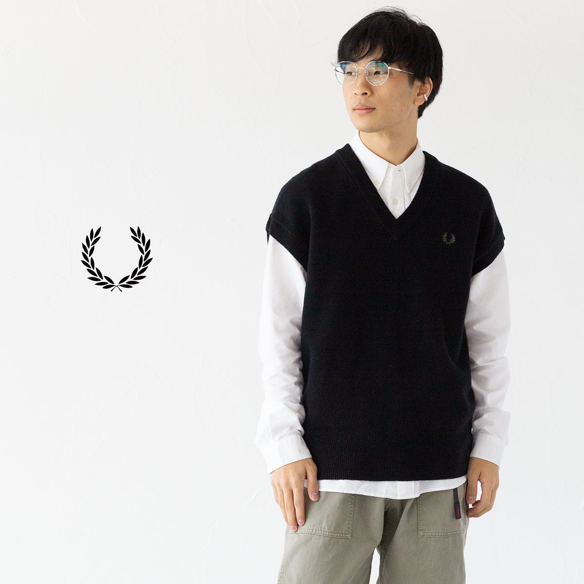 楽天市場】フレッドペリー FRED PERRY ニット ベスト ラムウール