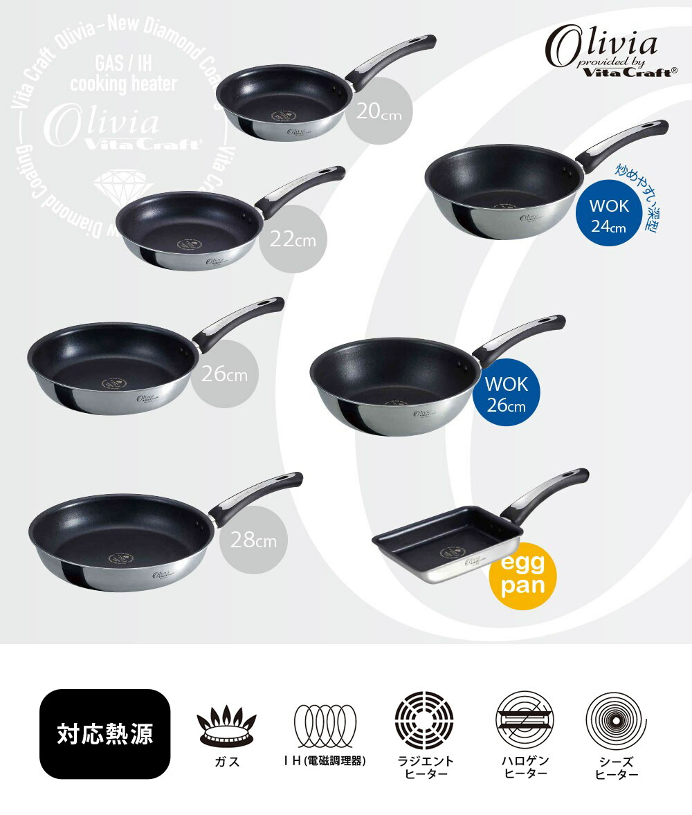楽天市場】ビタクラフト オリビア フライパン 20cm ガス IH対応 NO