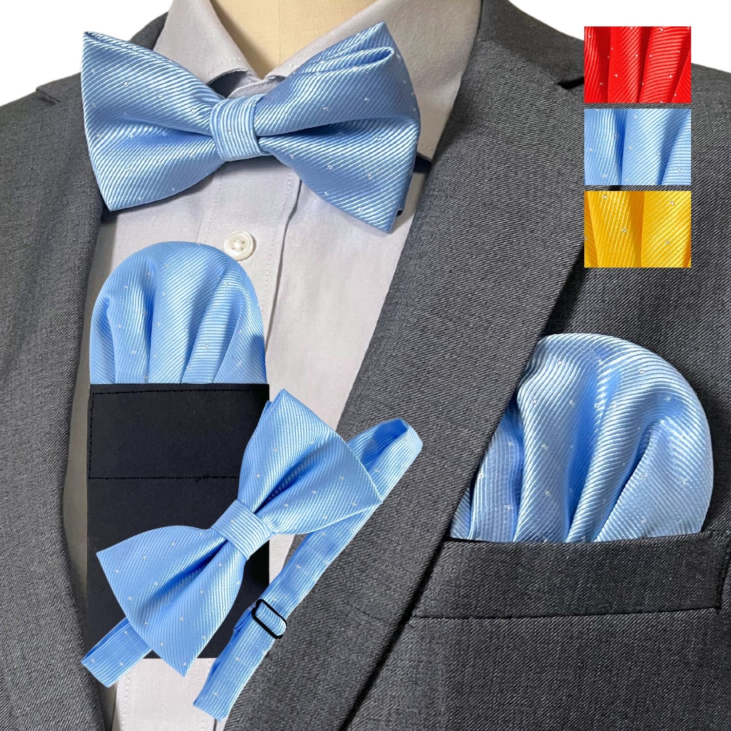 楽天市場】haoa 蝶ネクタイ ポケットチーフ セット 差し込み さすだけ