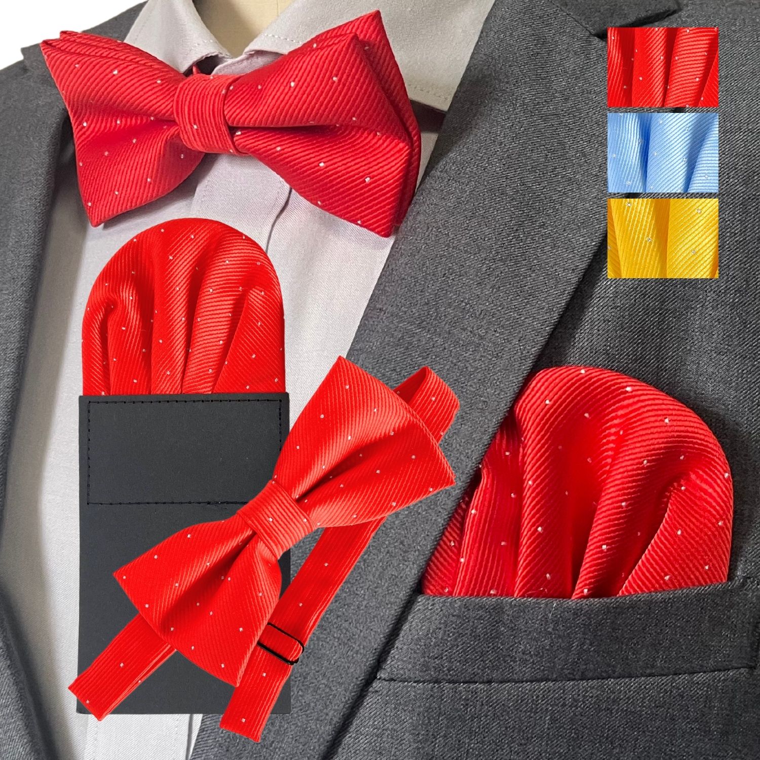 楽天市場】haoa 蝶ネクタイ ポケットチーフ セット 差し込み さすだけ