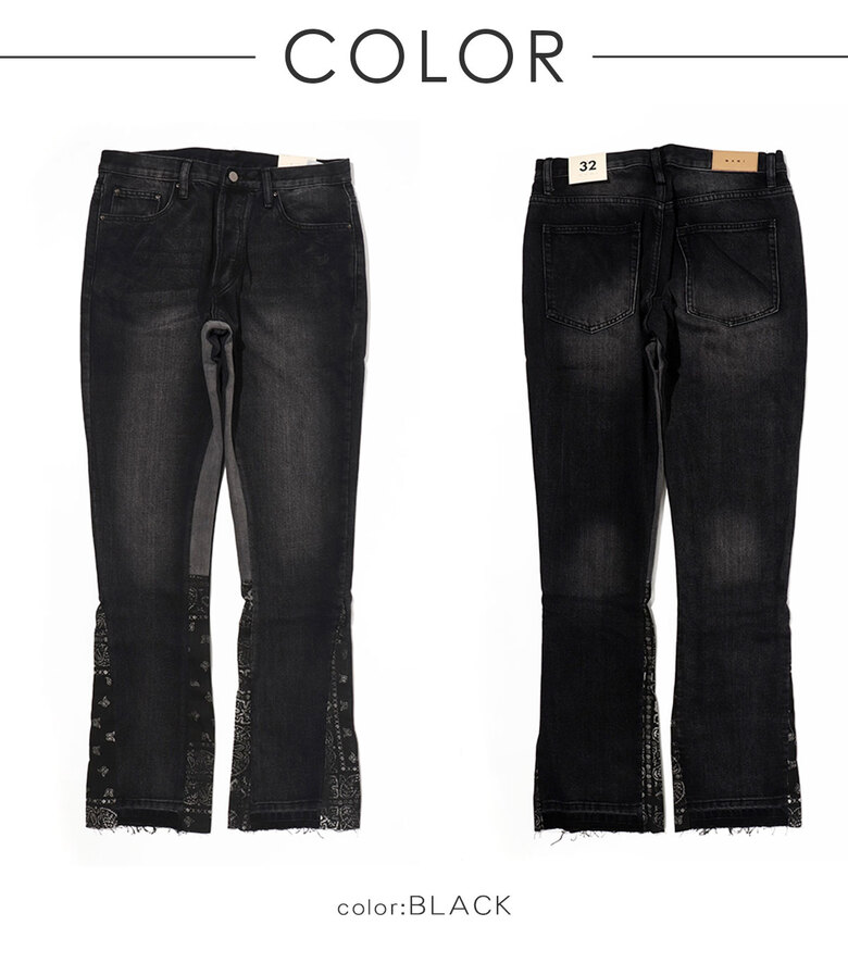 楽天市場】mnml ミニマル B167 PAISLEY FLARE DENIM フレア フレア