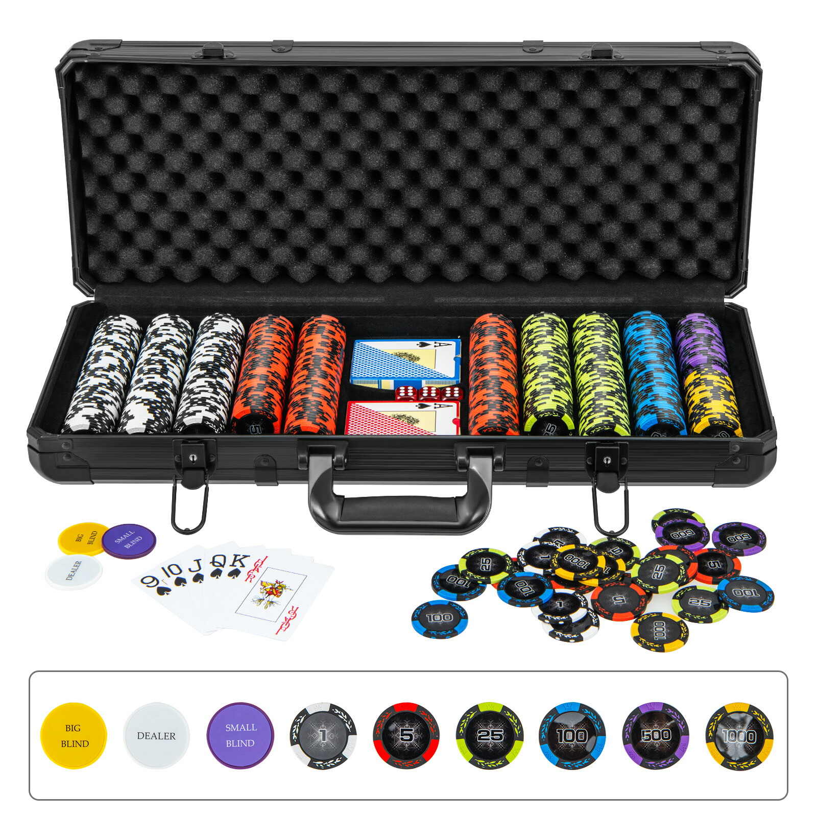 楽天市場】COSTWAY ポーカーセット 500枚 数字あり 14gチップ チップ
