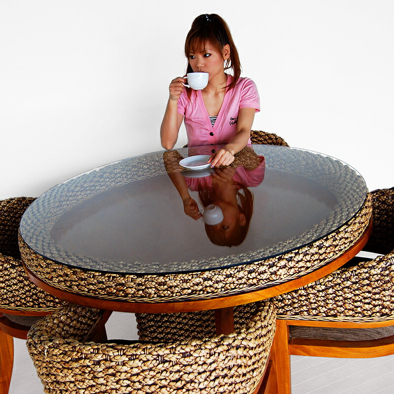 楽天市場】送料無料 ウォーターヒヤシンス・ラウンドダイニング