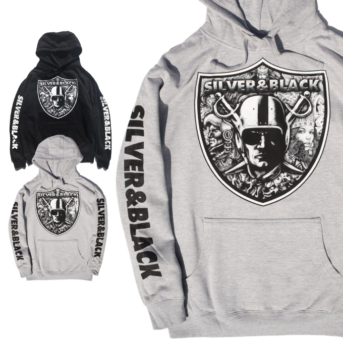 楽天市場】プリントパーカー 【RAIDERS レイダース / SILVER&BLACK