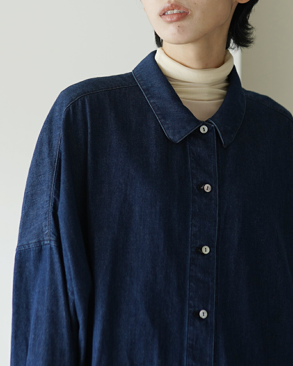 楽天市場】ミズイロインド mizuiro ind デニム ワイドシャツ denim