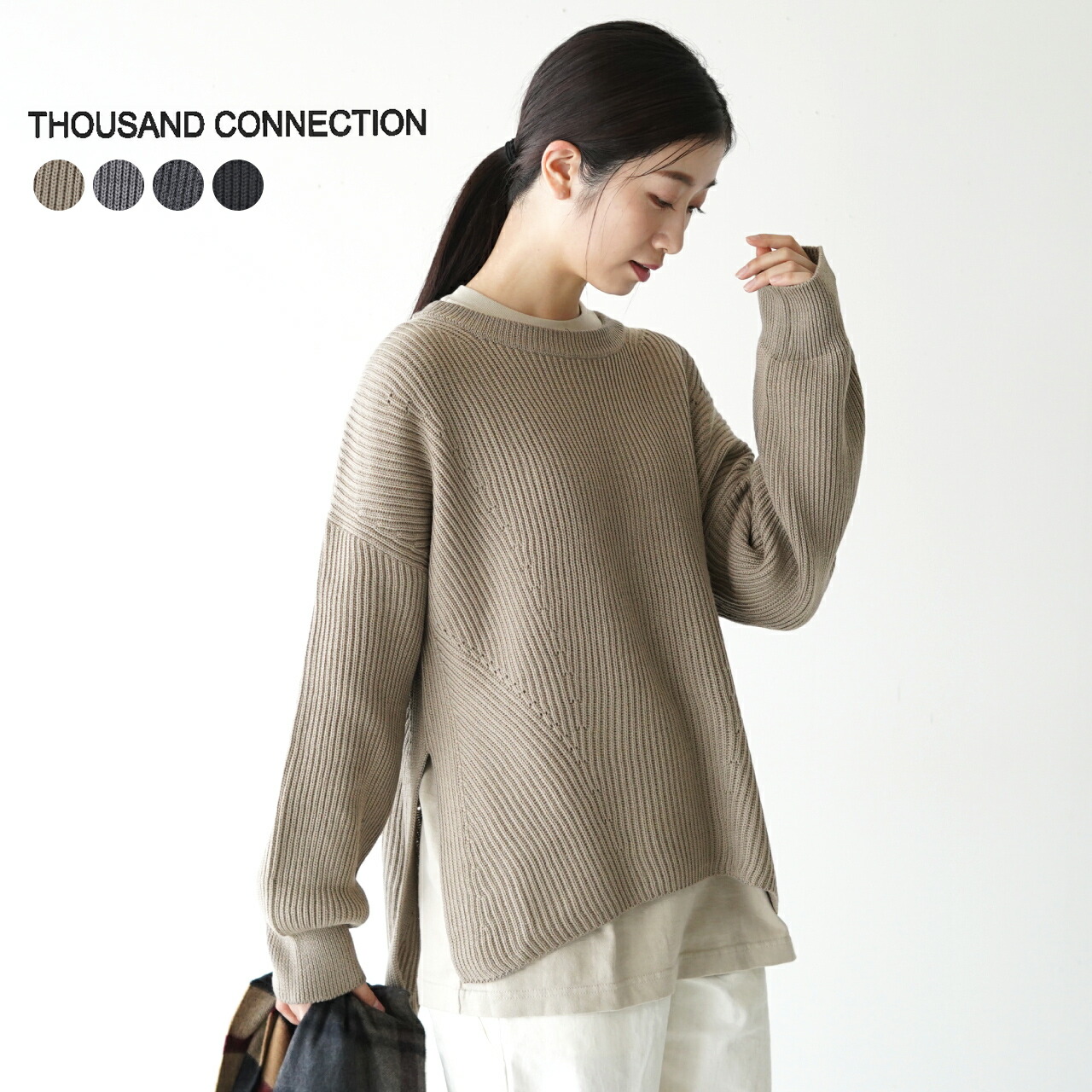 楽天市場】サウザンドコネクション クルーネック ローゲージ ニット