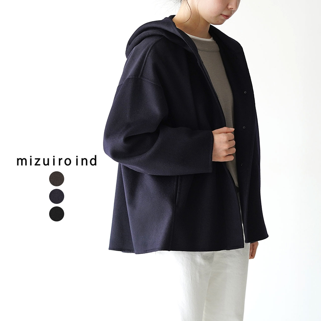 楽天市場】ミズイロインド mizuiro ind ウール フード付き ショート