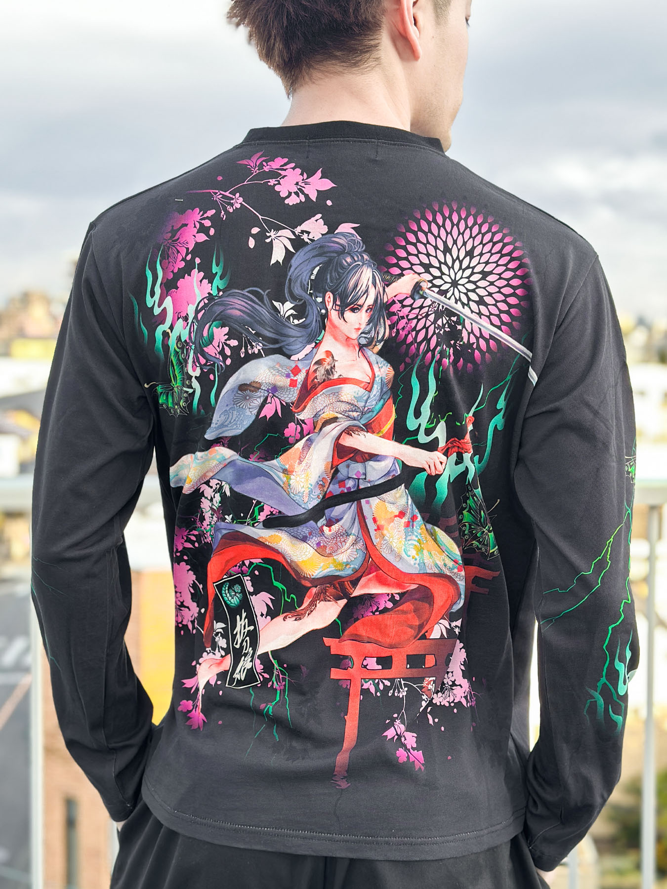 楽天市場】【抜刀娘】“妃那：妖炎”刺繍入りプリントロンT ｜ 和柄