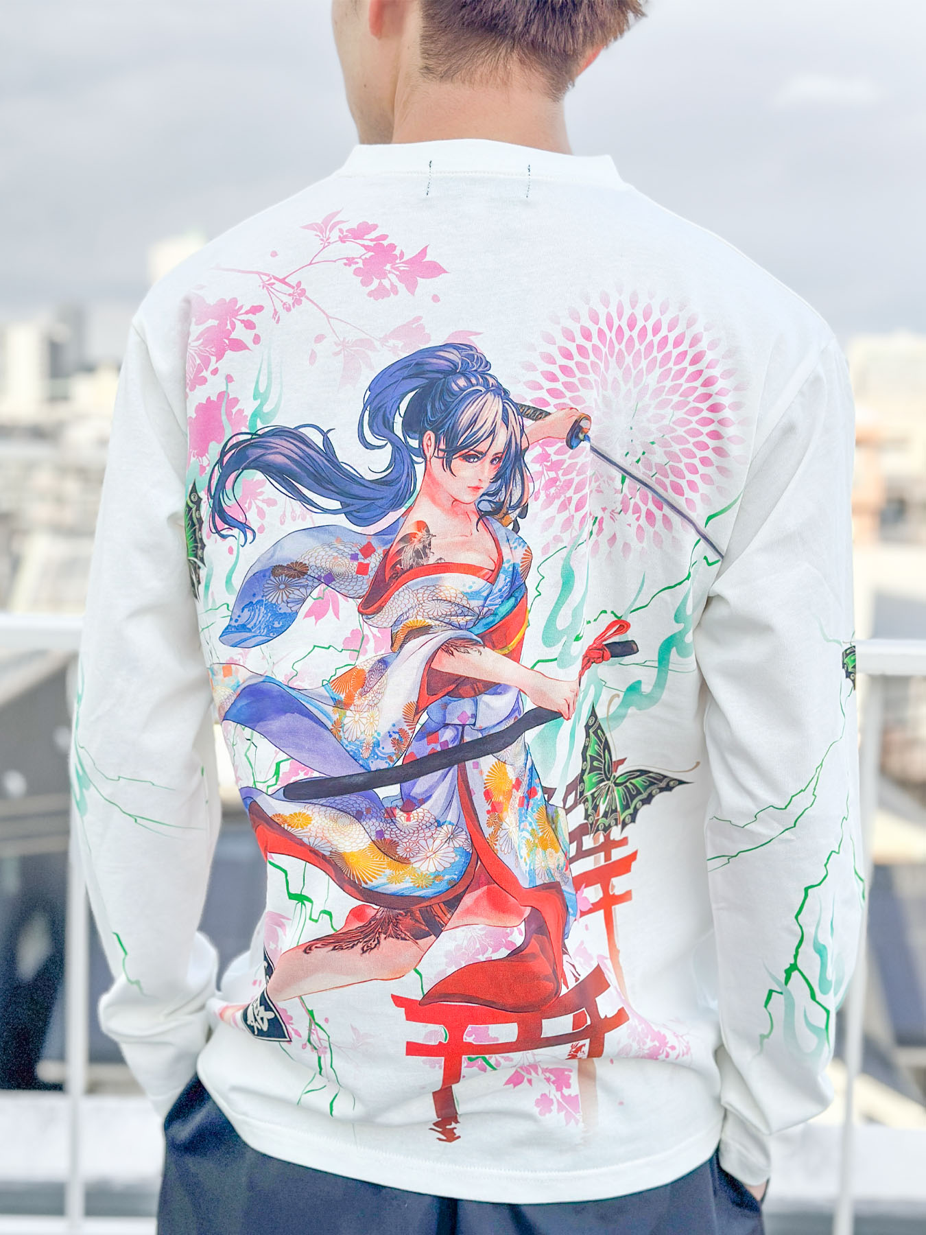 楽天市場】【抜刀娘】“妃那：妖炎”刺繍入りプリントロンT ｜ 和柄