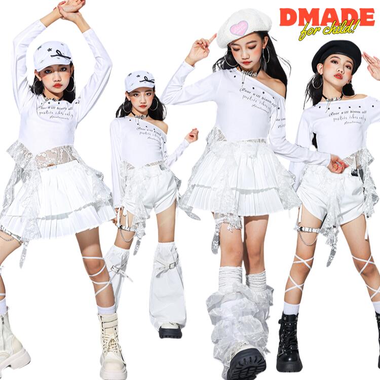 楽天市場】レース 衣装 キッズ ダンス 白 セットアップ 女の子 ワン