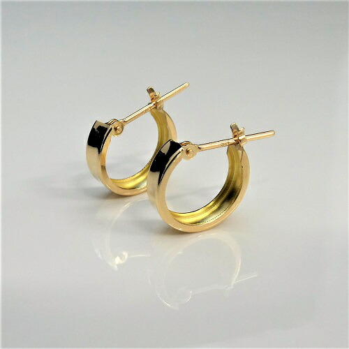 楽天市場】K18 イエローゴールド 角ミゾ フープピアス 3mm×11mm メンズ