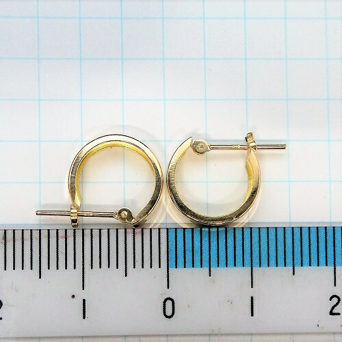 楽天市場】K18 イエローゴールド 角ミゾ フープピアス 3mm×11mm メンズ