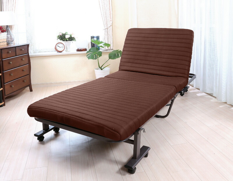 ミニマル 折りたたみベッド ダークブラウン シングルサイズ ミニマル