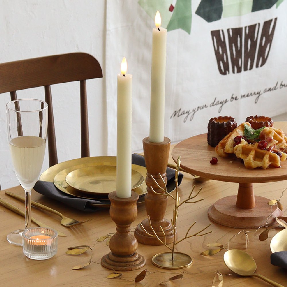 楽天市場】LEDキャンドル キャンドルスタンド 付き 木製 燭台 ゆらぎ