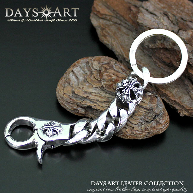 楽天市場】シルバー925 シルバーキーチェーン クロス浮き彫りナスカン